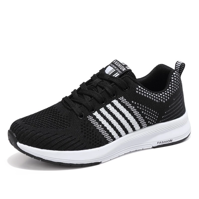 black shoes fashion Ультра-светильник; женская обувь для тенниса; кроссовки с дышащей сеткой; уличные нескользящие спортивные туфли на шнуровке; обувь для спортзала; женские кроссовки для бега - Цвет: black shoes fashion