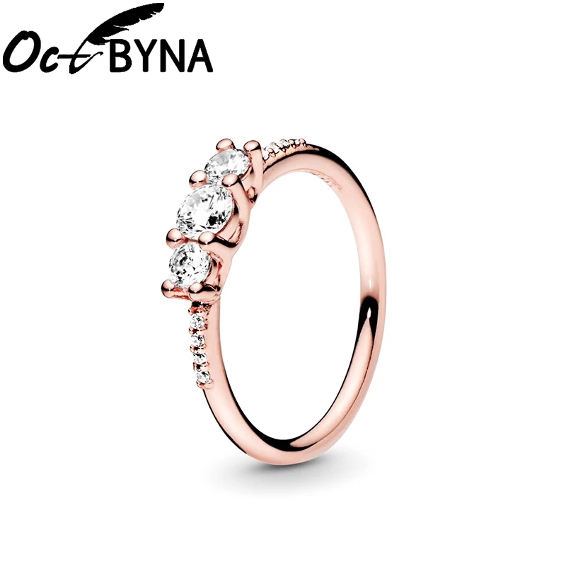 

Octbyna Rose Gold Elegant Brand Ring For Women High Quality White Cubic Zirconia Wedding Engagement Fingertip Ring Jewelry