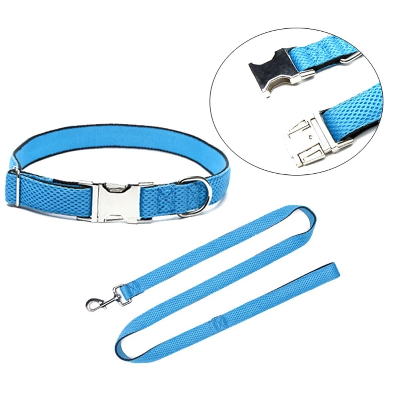 Ошейник для собак, ошейник для собак, воротник с металлической пряжкой и веревкой для собак