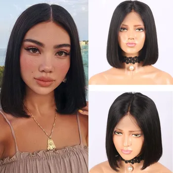 

Fureya Hair 4x4 Lace Front Wigs Human Hair Short Straight Shoulder Length For Black Women 150% Density Brazilian Remy Hair