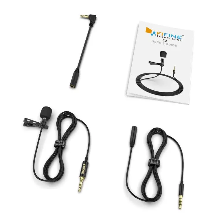 FIFINE Lavalier Lapel Microphone for Cell Phone DSLR Camera,External Headset Mic for YouTube Vlogging Video/Interview/ Podcast 