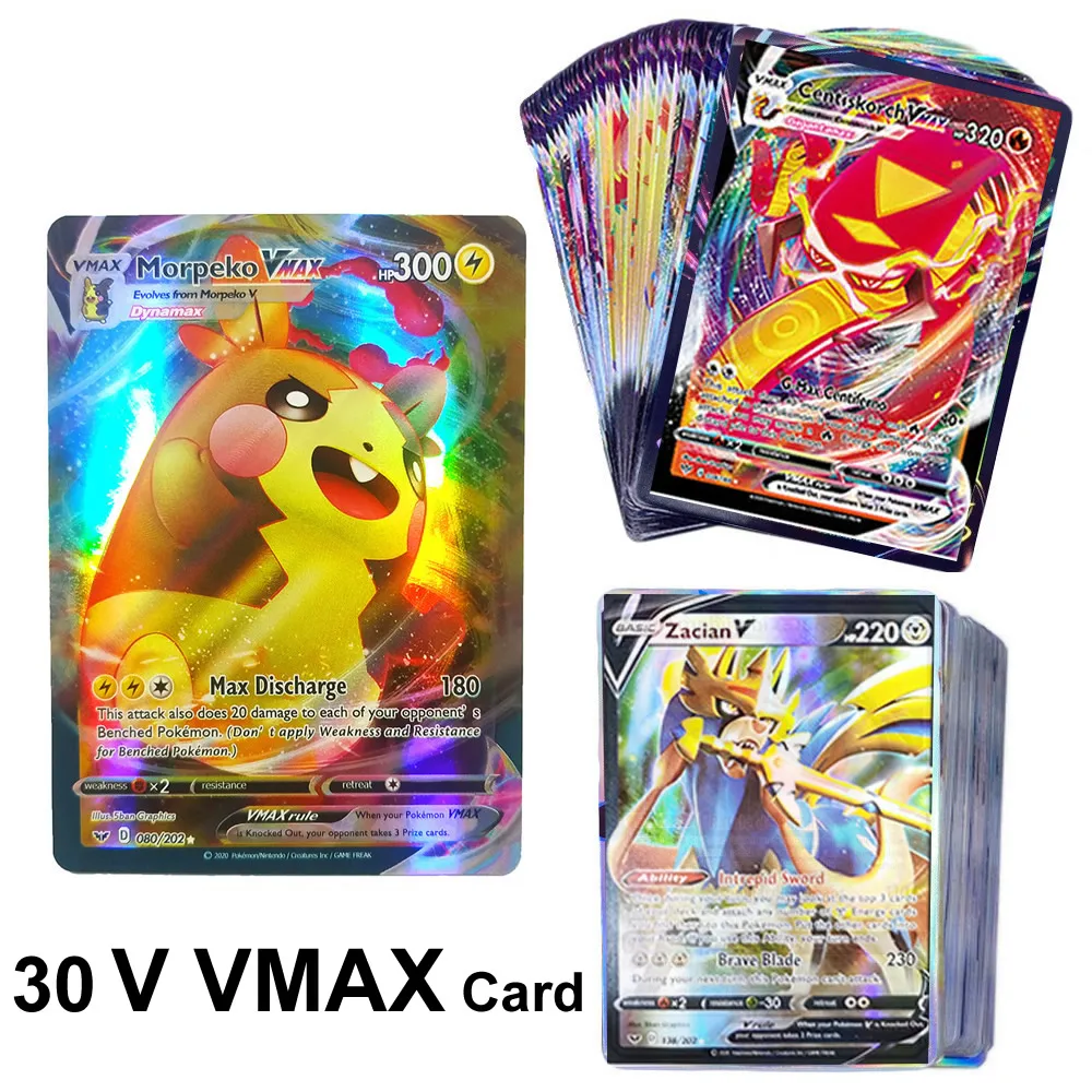 TAKARA TOMY-cartas de Pokémon V VMAX para niños, cartas brillantes, juego de batalla, Colección, Booster Box, 30 Uds.