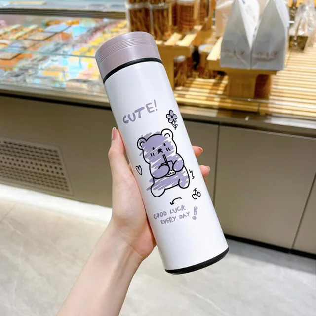 450ML Cartoon Vacuum Flask Cute Animal Thermos Bottle Stainless Steel Water Bottle Outdoor Portable Water Cup Travel Mug bear-1