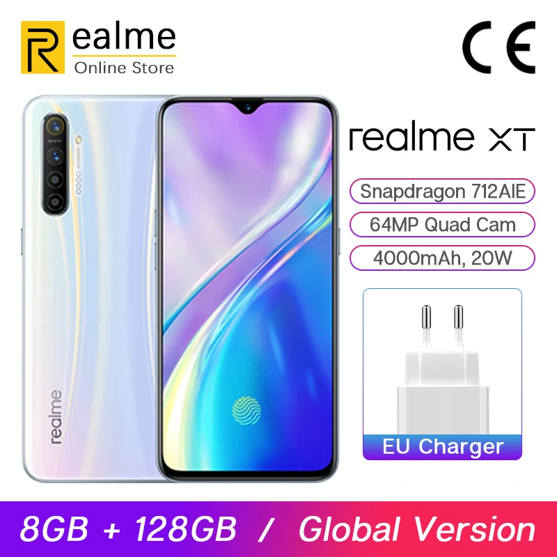 В наличии глобальная версия Realme XT телефон 8 ГБ 128 Гб мобильный Snapdragon 712 AIE 6,4 дюйма 64 мп Quad Cam 4000 мАч 20 Вт VOOC Быстрая зарядка В наличии глобальная версия Realme XT телефон 8 ГБ 128 Гб мобильный Snapdragon 712 AIE 6,4 дюйма 64 мп Quad Cam 4000 мАч 20 Вт VOOC Быстрая зарядка