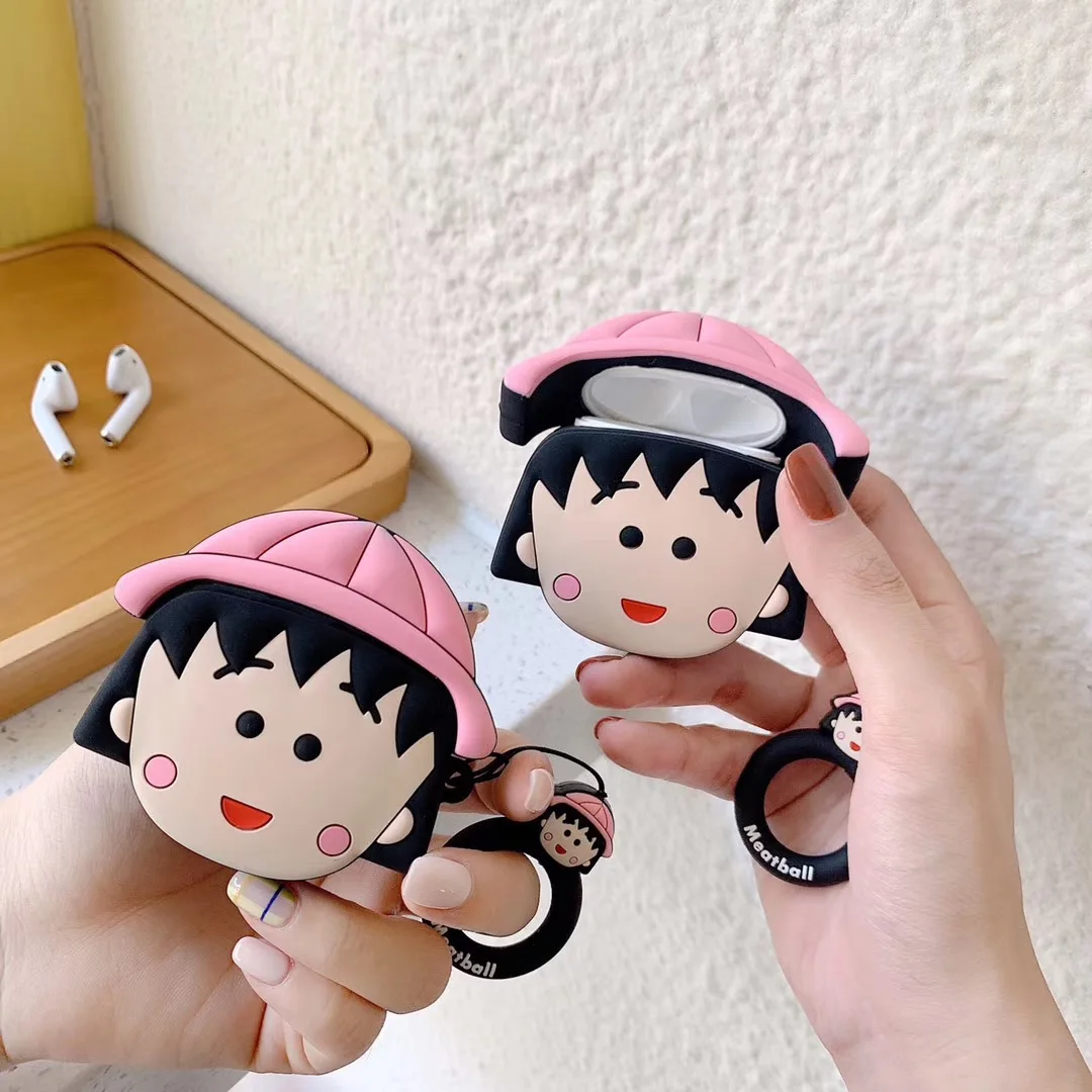 Роскошный 3D милый для Airpods Air Pods Maruko силиконовый чехол Apple 2 Наушники защитный с
