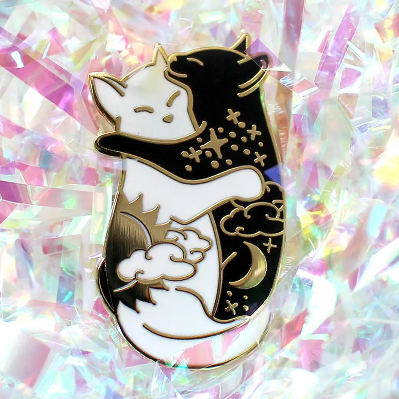 

Doreen Box Pin Brooches Cartoon Cute Cat Animal Black & White Enamel Girl Women Bag Cloth Brooches Jewelry 38mm x 20mm, 1 Piece