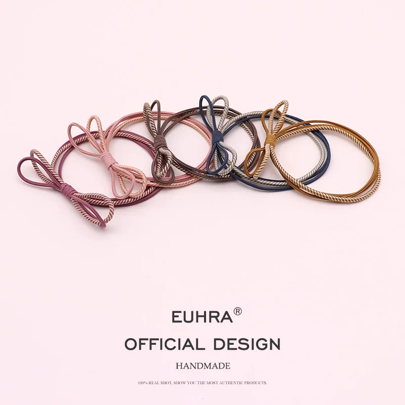 EUHRA, 5 цветов, базовый галстук-бабочка, спиральные полосы, эластичные резинки для волос, резинки для волос для женщин и девочек, детские резиновые аксессуары для волос