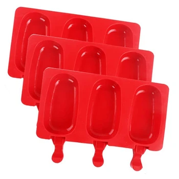 

3 Silicone sicle Molds with Lids, 3 Lids, 150 Wooden Sticks, Ice Cream Ice Cream Molds