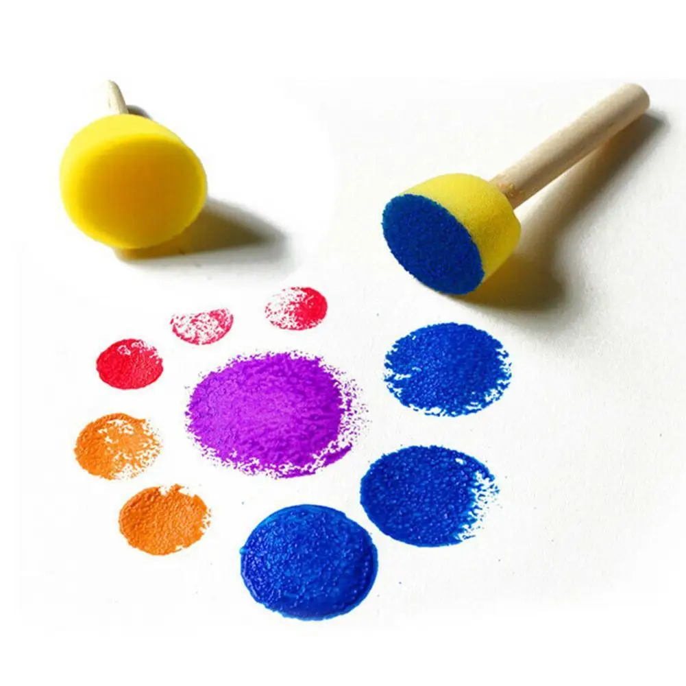 

4Pcs DIY Stencil Brush Sponge Tool Furniture Craft Handle Creative Toy DIY Foam Stamp Set Sponge Paint Sponge Wood Children E8V6