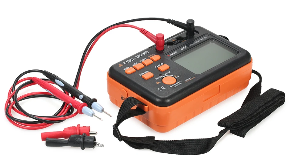 RuoShui 60B+ цифровой тестер сопротивления изоляции 1000 в тестер Megger DC AC 2000 м ом Высокое напряжение короткого замыкания Входная сигнализация