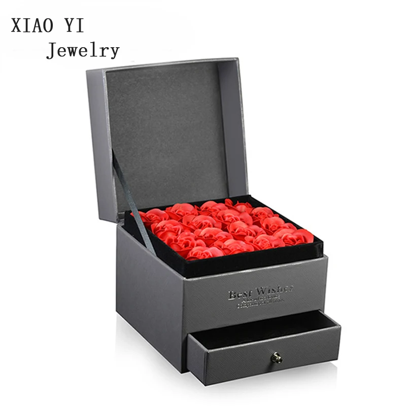 

XIAOYI New High-Quality Jewellery Set Box Boutique Jewelry Gift Box Rose Flower Jewelry Noble Gift Box