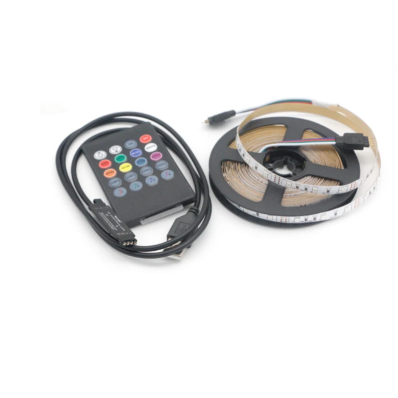 Smd 5v USB 2835 rgb 방수 led 스트립 24 키 ip30 ip65 컨트롤러 TV 배경 조명 데스크탑 장식 조명 0.5m -5m, ip65 컨트롤러