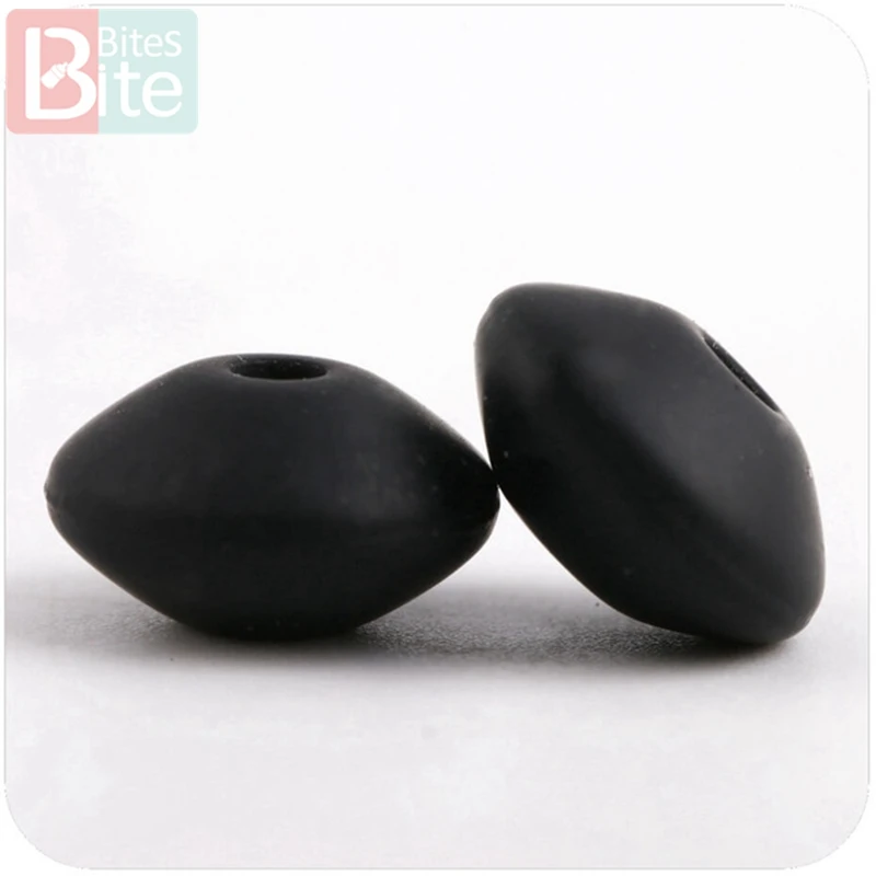 Black Кусачки 20 шт. 10 мм Силиконовые Бусины Abacus Lentils SoftBPA Бесплатный пищевой материал DIY ремесла Детские бусины, прорезыватель - Цвет: Black