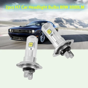 

2pcs H7 Car Headlight Bulbs 80W 3000LM 6000K LED Car Light Bulbs Waterproof Car Turn Signal Fog Driving Head Light Lamp Bulbs