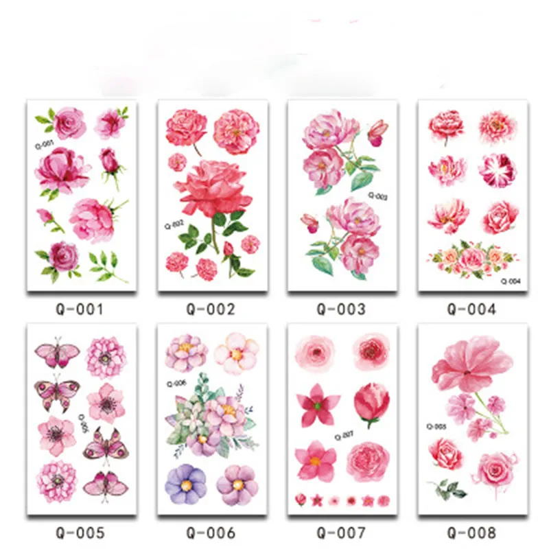 

Flowers Temporary Tattoo Sticker Fake Tattoos Face Cosmetic Hand Face Foot Arm Body Art 10pcs
