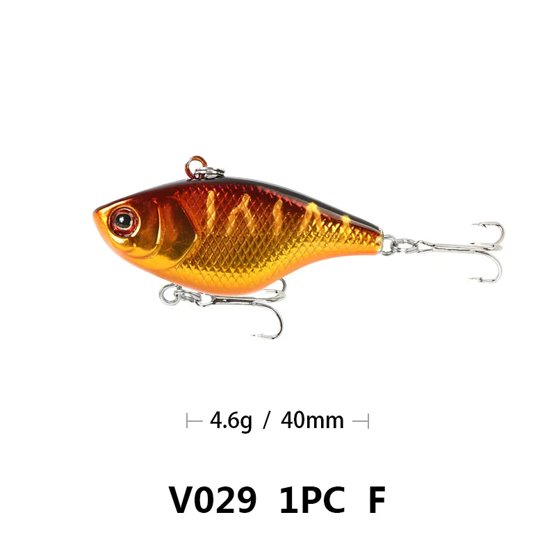 F Fishing Lure VIB ratlin and vib for winter hard bait lures 3d 40mm 4.6g sinking all depth pike seabass isca artificial V029 - Color: F