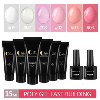 

COSCELIA Nail Extension Set Manicure Set Poly Gel Set Nail Builder Gel Nail Art Tools Crystal Colors Quick Building Natural Gel