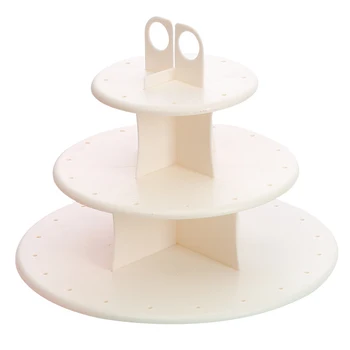 

3 Tiers Kids Solid Candy Chocolate Home Party Cakepop Stand Ring Design Large Capacity Multi Holes Storage Tray Plastic