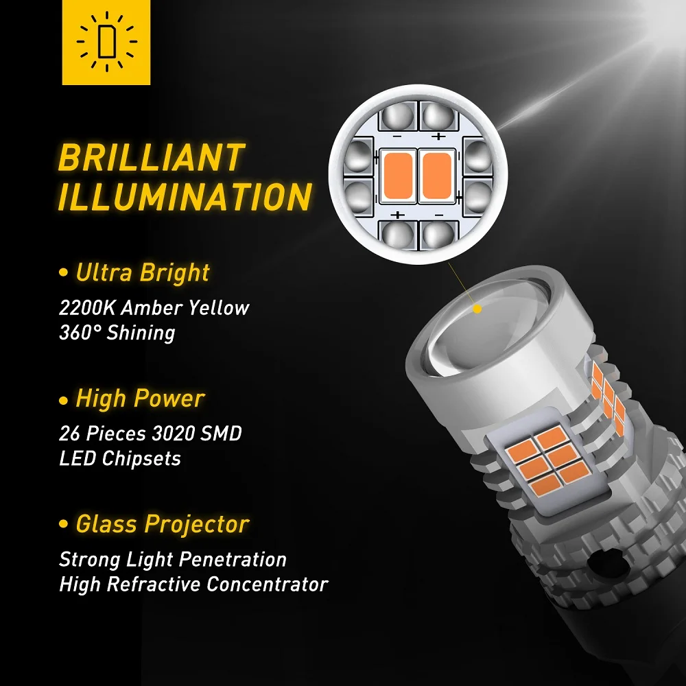 AUXITO-T20 WY21W LED Canbus  Ʈ ڹ T20 W21W 7440 7440NA, LED   ,  ÷ ڵ ȣ  12V, 2 