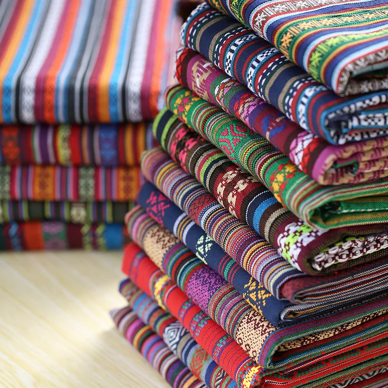100% Polyester Linen Fabric Thicken Ethnic printed canvas cloth diy Handmade Sewing Patchwork decoration 18colors | Дом и сад