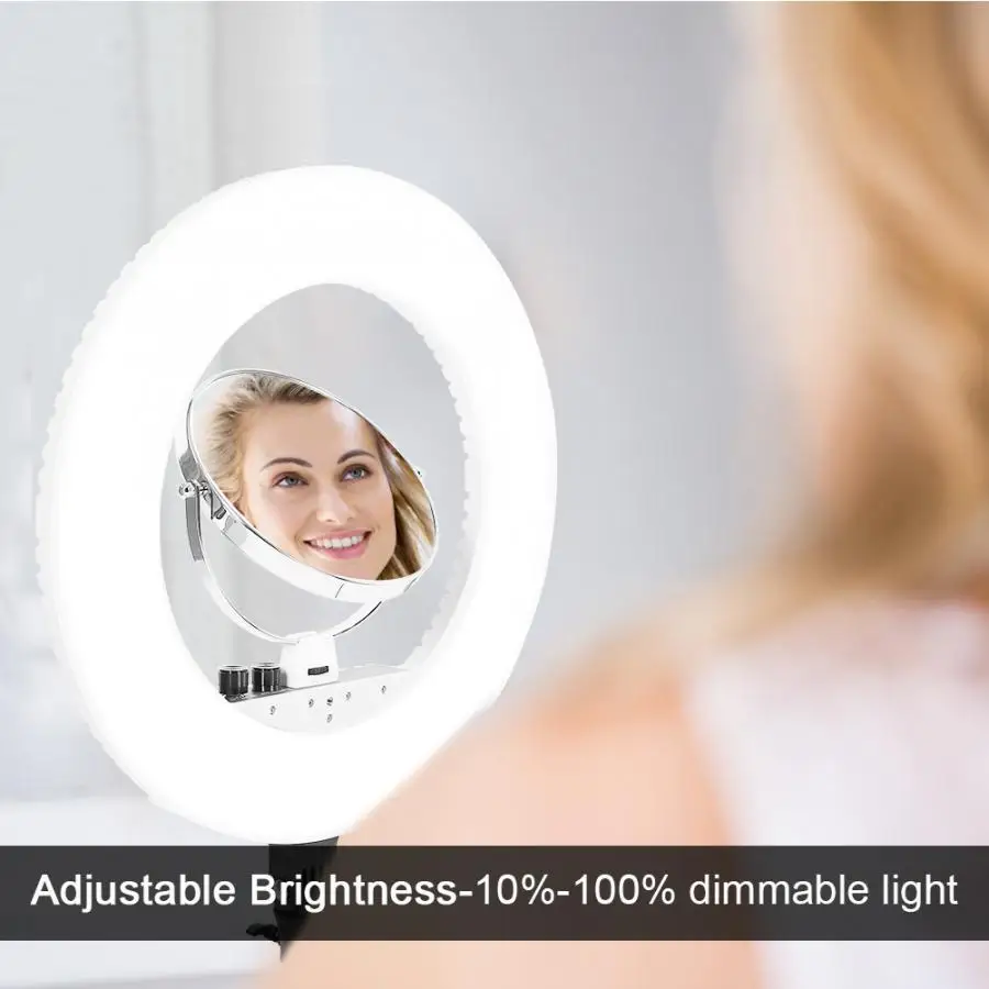 Dimmable светодиодный селфи кольцо свет фотографии видео живое Освещение 3200 K-5600 K теплый или холодный свет макияж лампа Инструмент