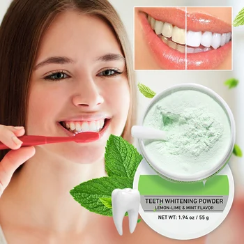 

Teeth Whitening Powder Lemon Mint Flavor Hygiene Tooth Cleaning Remove Stain Brighten Teeth Oral Care EY669
