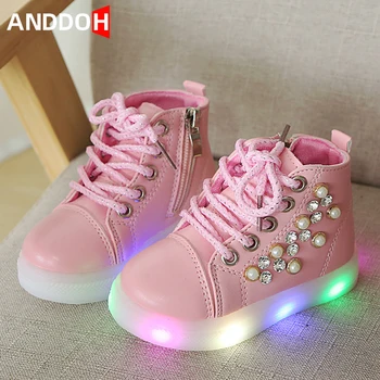 

Size 21-30 Luminous Sneakers for Girls Non-slip Glowing Shoes Children Wear-resistant Shoes with Lights Baby Led Casual Sneakers