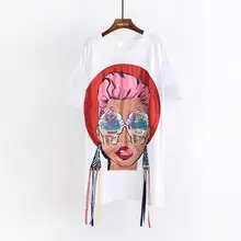 Футболка с расклешенными рукавами и круглым вырезом, модная повседневная Летняя коллекция года, модные Шикарные Длинные ремни для девочек с мороженым, белая черная длинная футболка