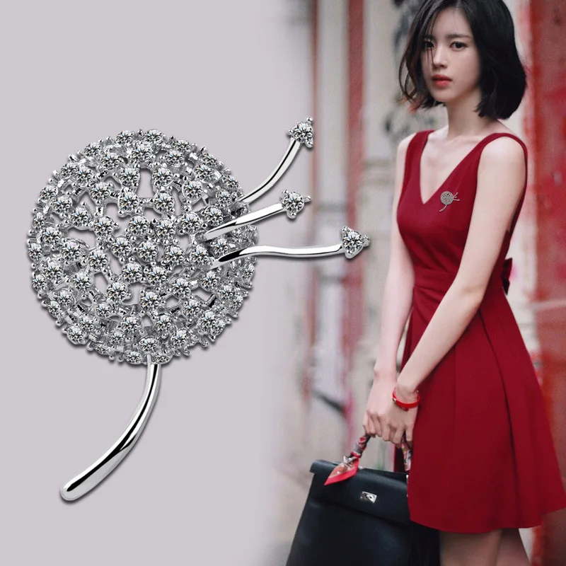 

Xiliang Concubine Dandelion Brooch Brooch Copper Micro Zircon Crystal Corsage Vintage Boutique Design X786