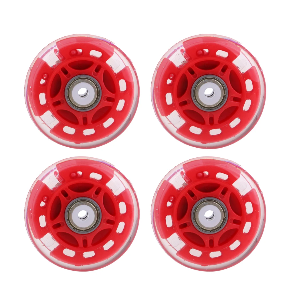 4Pcs Outdoor Inline Roller Skate Hockey Skating Wheels Luminous PU Flash Roller Replacement Durable Sports Accessories Tools 
