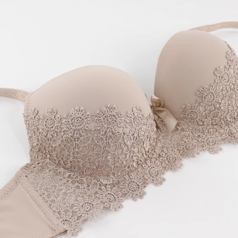 Beauwear Цветочные кружевные сексуальные бюстгальтеры пуш-ап, на косточках, комфортное нижнее белье с вышивкой, чашечки B C размера плюс, нижнее белье 38-44