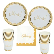 

60pcs/set Celebration Happy Birthday party Disposable tableware paper plate cup napkin wedding baby shower kid party decoraiton