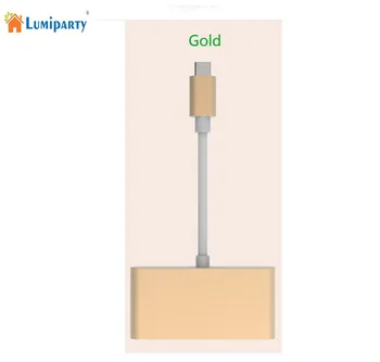 

Gold Silver 15CM 3 in 1 Type-C USB 3.1 Male To HDTV HDMI/USB 3.0/Type C Female Convertor Cable Adapter For Macbook Hot