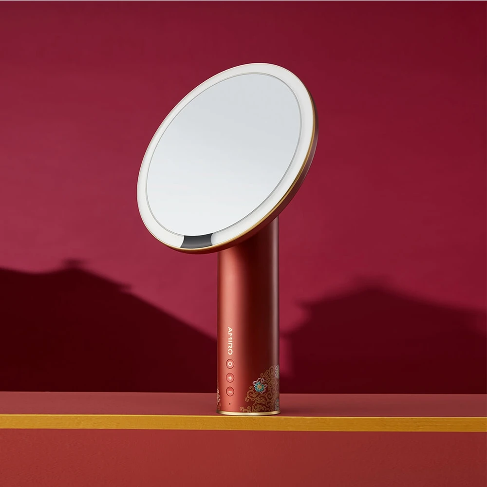 AMIRO Yuemu Magnifier 8 Inch Makeup Mirror Sunlight LED Light On/Off Smart Sensor Forbidden City Joint Gift Box Version Mirrors