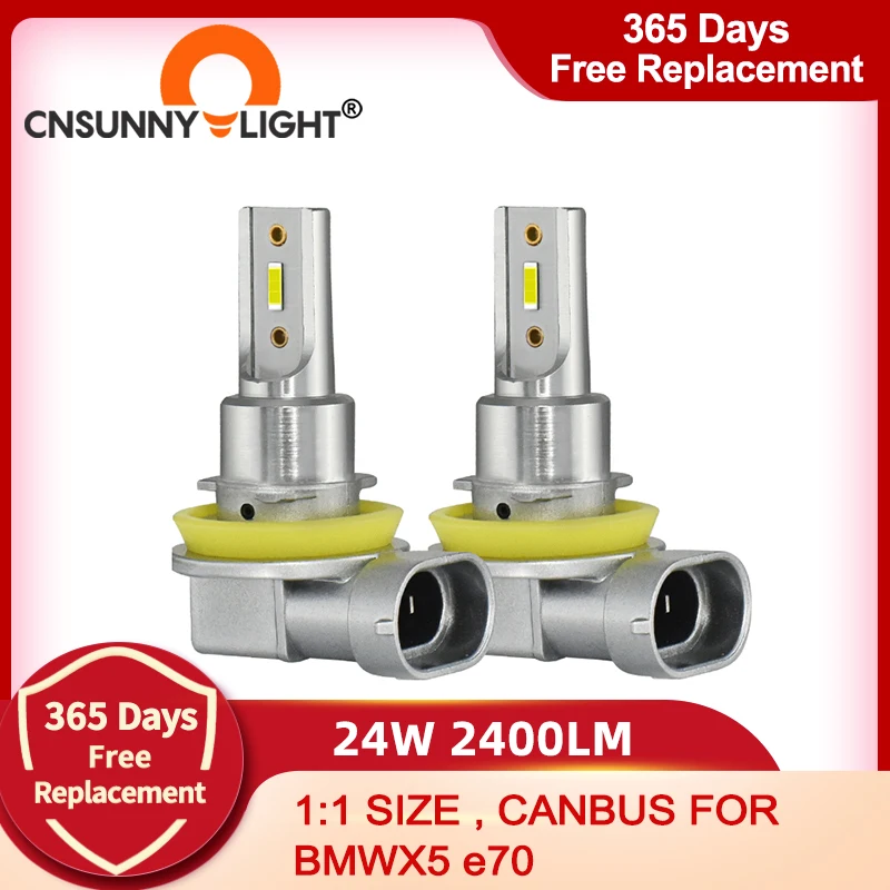 CNSUNNYLIGHT No Error H8 H11 LED Angel Eye Car Fog Lamp 6000K Canbus Bulb 2400Lm 1900K 3200K 8000K Red DRLs Light For BMW X5 e70