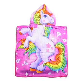 

New Children Cute Cartoon Hooded Cloak Beach Towel Animal Printed Microfiber Baby Boys Girls Kids Swimming Bath Towel