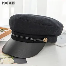 Женская элегантная трендовая Кепка из искусственной кожи, унисекс, Британский Ретро стиль, шапки в стиле милитари, папа, брендовая Кепка, простая винтажная Кепка с козырьком для мужчин