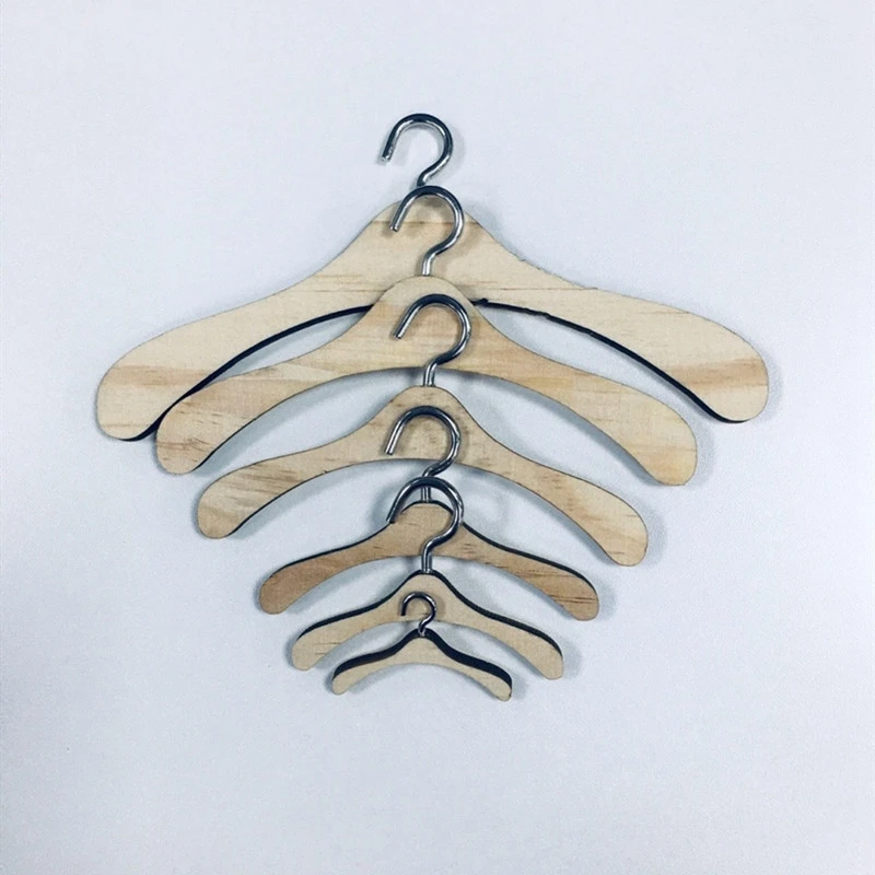 Adollya Doll Accessories Clothing Hanger 10pcs/set BJD Doll Clothes Dress Hanger for Wardrobe Bedroom Wood Dollhouse Furniture