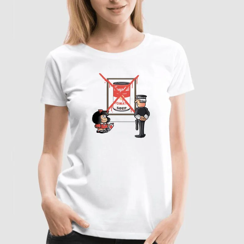 Mafalda футболка женская летняя рубашка с коротким рукавом Quino Женская забавная Милая футболка с круглым вырезом Топы футболки Camiseta 90s рубашки харадзюку