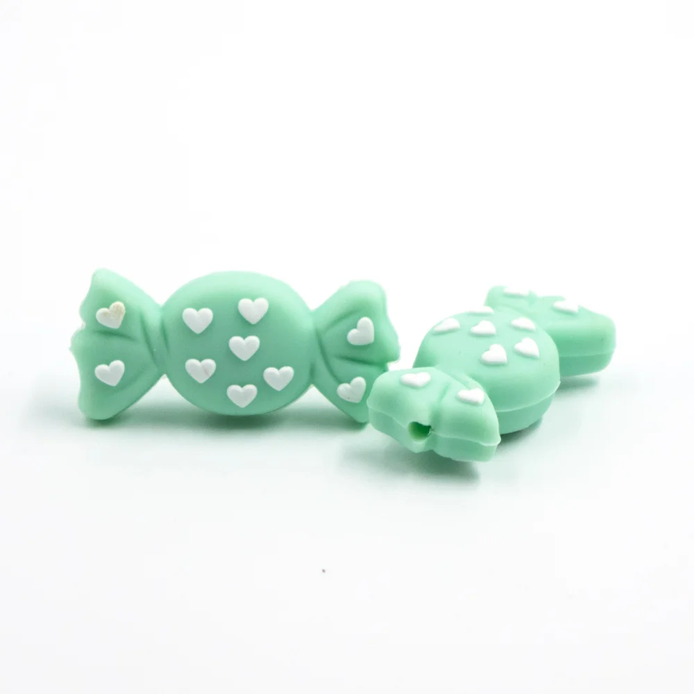 38-mint green GYLAXIDO 10 шт. конфеты Силиконовые Прорезыватели для зубов бусины для кормления ребенка подарок для ухода за полостью рта DIY соска зажимы BPA бесплатные Детские продукты жевательная игрушка для - Цвет: 38-mint green