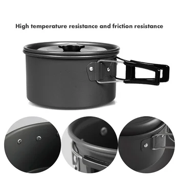 

Picnic Pot Portable Outdoor Tableware Mess Cooking Kit Foldable Fork Spoon Set Camping Picnic Ultra Light Tableware Cooker