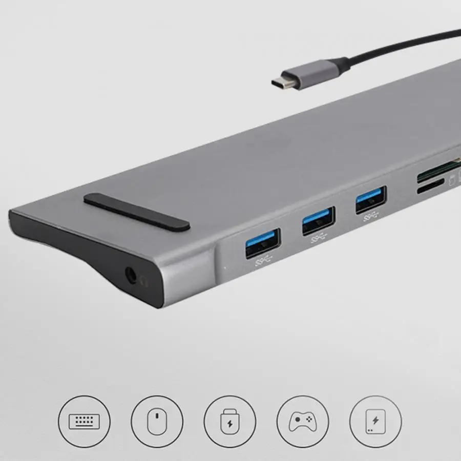 11 в 1 USB 3,1 type-C док-станция концентратор подставка для ноутбука настольный компьютер