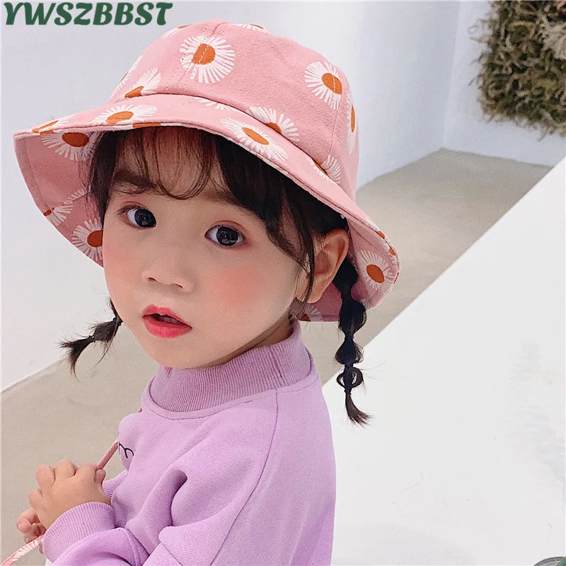 

New Spring Summer Outdoor Baby Girls Hat Little daisies fisherman hat Baby Sun Hat Kids Sun Caps Fashion Boys Sunscreen Cap