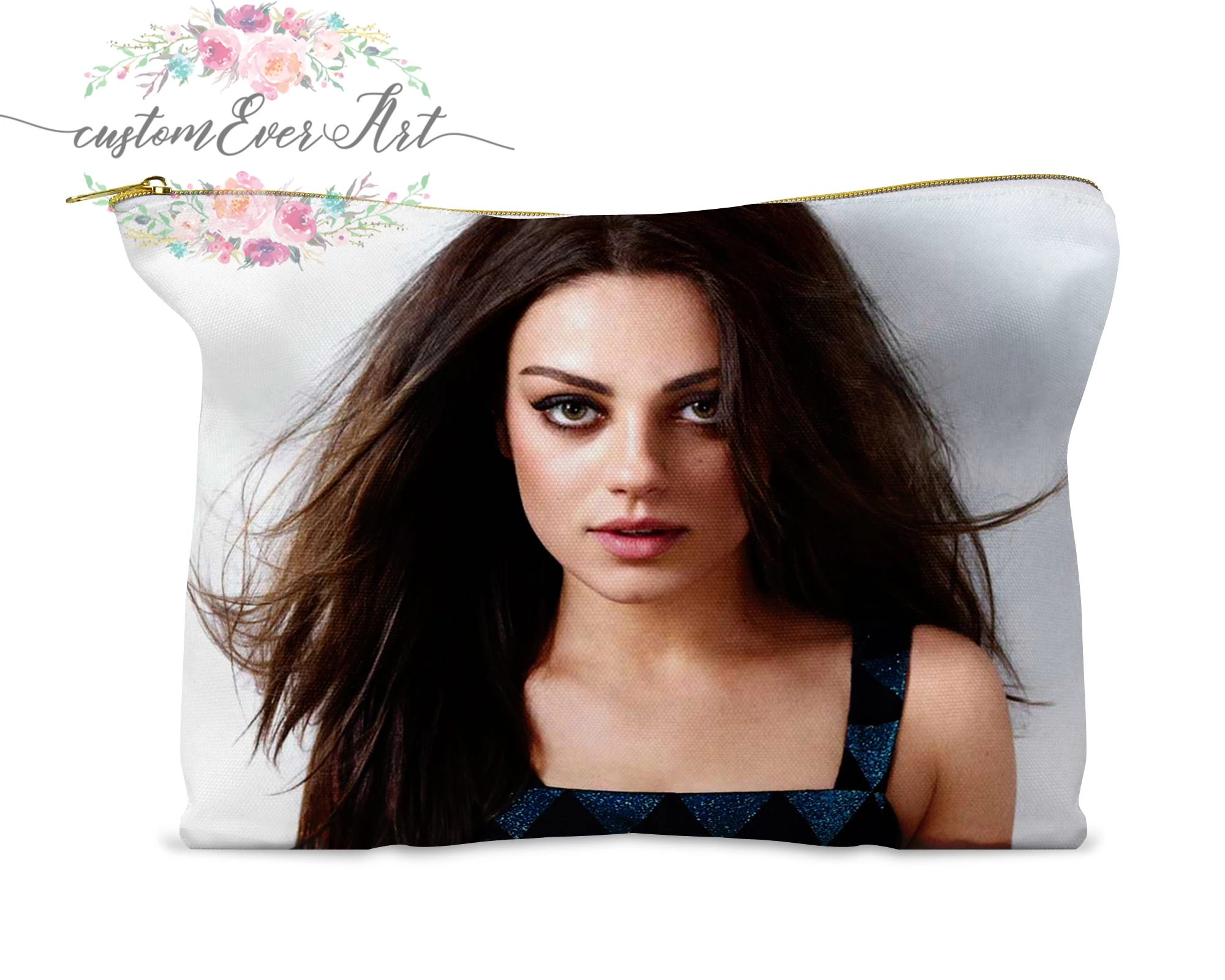 

Mila Kunis cosmetic bag personalized small makeup bag funny makeup organizer toiletry bag zipper pouch