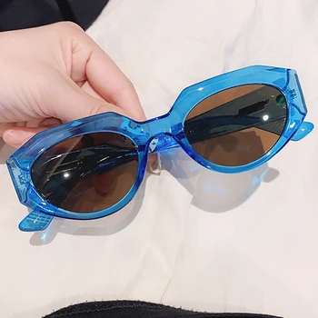 

Vintage Irregular Square Sunglasses For Women 2020 New Fashion Brand Gradient Sun Glasses Men Small Uv400 Black Blue Eyewear