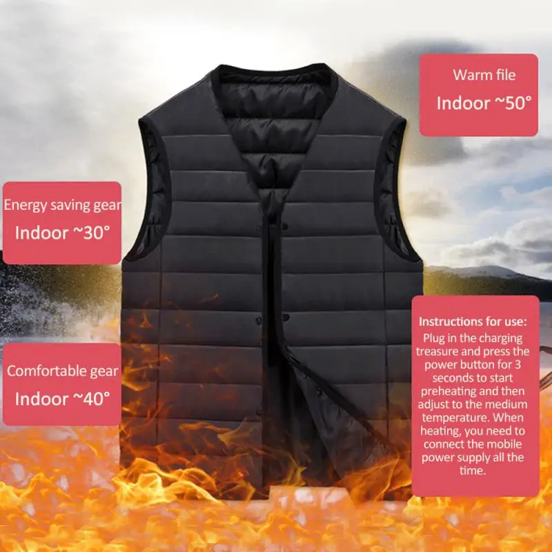 

New Women's Warm Vest Three-speed Control Adjustable Outdoor Sleeveless Jacket For Men Electric Vest Hiking Camping For Winter