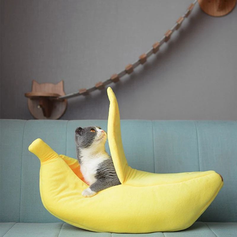  4 Colors Banana Peel Cat House Cute Looking Banana Cat Bed & Kittens Free Soft Padding While Stocks