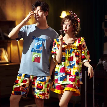 

Perfering Women's Sleepwear Cute Cartoon Print Short Set Pajamas for Women Pajama Set Sweet Short Sleeve T Shirts & Shorts