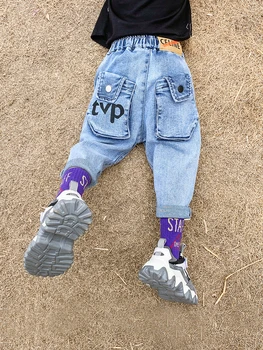 

Baby Jeans Tide chun qiu kuan Children Western Style Spring Kids Boys 2020 Korean zhong xiao tong Spring Pants