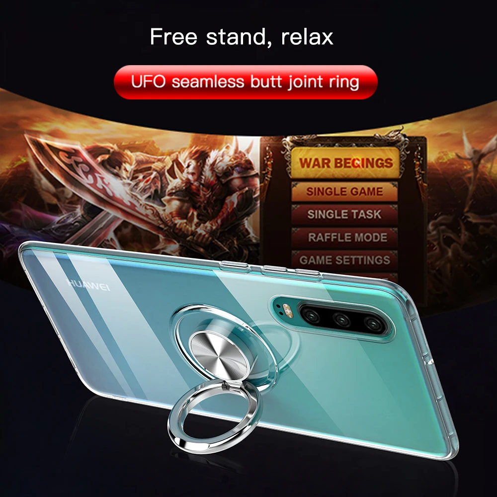 

Transparent Case For Huawei P30 Pro Case P 30 Pro Clean TPU Shell With Finger Ring Case For Huawei P30 Pro Lite Bracket Shell